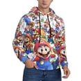 thumbnail image 1 of Lsque Mario Pattern Casual Men's Hoodie,Hooded Sweatshirt with Kangaroo Pocket,Pullover Hoodie-Small, 1 of 8