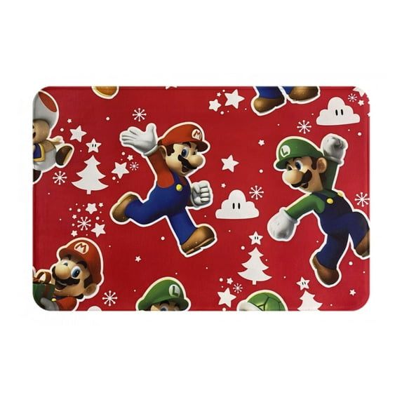 Lsque Mario Pattern Doormat, Durable Flannel Fabric, Waterproof Stain and Fade Resistant, Low Profile,Indoor Outdoor Door Mats, Easy Clean Patio Entrance Mat, 16x24in