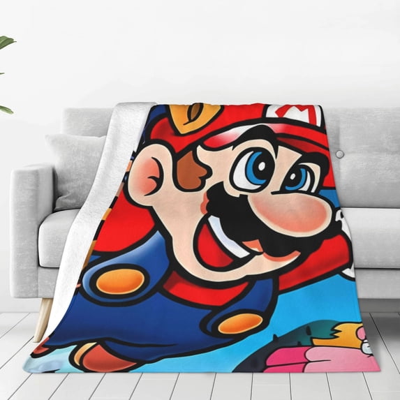 Lsque Mario Pattern Fuzzy Fleece Throw Blanket Extra Large,Super Soft,Fluffy and Warm Blankets for Couch,Bed,All Season Use (60"x50")