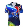 thumbnail image 1 of Lsque Mario Pattern Golf Shirts for Men Dry Fit Print Moisture Wicking Performance Short Sleeve Polo Shirt-Small, 1 of 7
