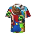 thumbnail image 1 of Lsque Mario Pattern Hawaiian Shirt for Men Unisex Summer Beach Casual Short Sleeve Cotton Linen Button Down Shirts-Small, 1 of 6