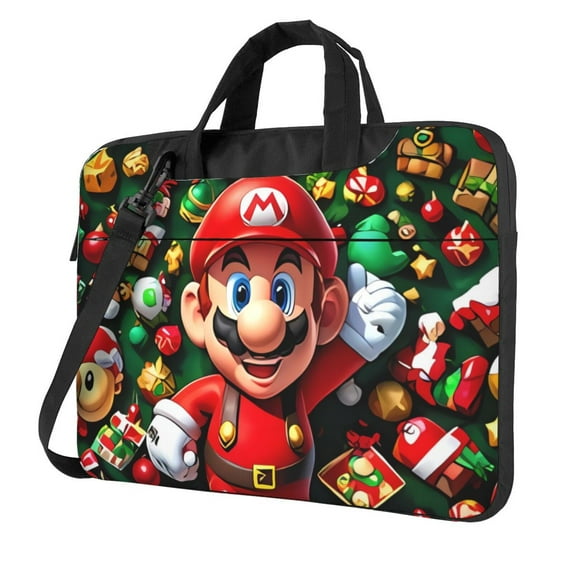 Lsque Mario Pattern Laptop Bag – Portable & Slim Single-Shoulder Computer Case with Adjustable Strap, Protective, Lightweight for 13”/14”/15.6” Laptops