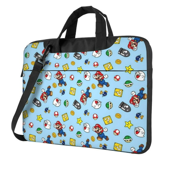 Lsque Mario Pattern Laptop Bag – Portable & Slim Single-Shoulder Computer Case with Adjustable Strap, Protective, Lightweight for 13”/14”/15.6” Laptops
