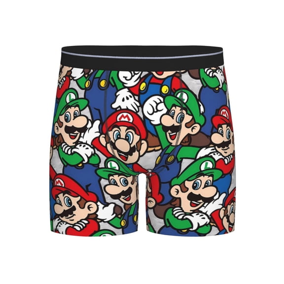 Lsque Mario Pattern Men's Performance Stretch Underwear, Athletic Long Leg Briefs，Moisture-Wicking-Large