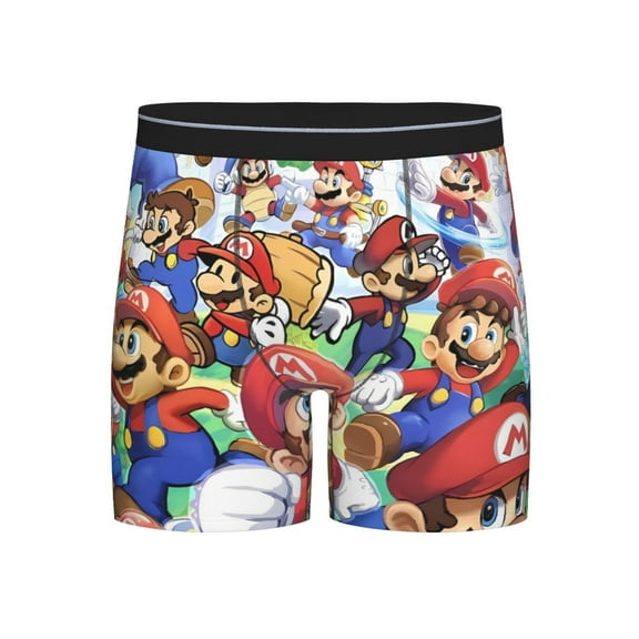 Lsque Mario Pattern Men's Performance Stretch Underwear, Athletic Long Leg Briefs，Moisture-Wicking-Large