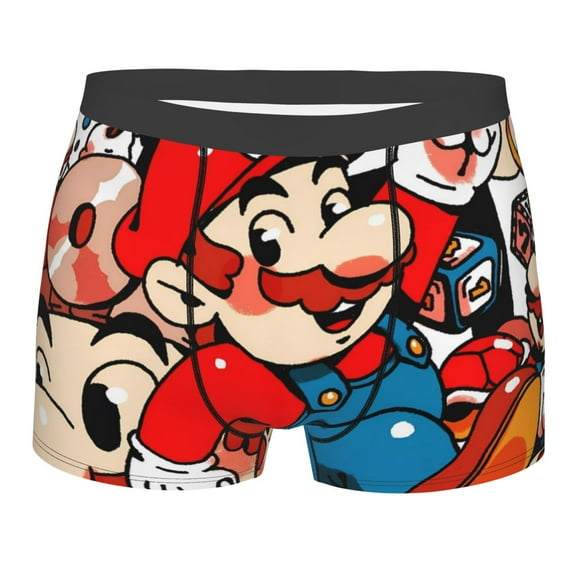 Lsque Mario Pattern Men’s Total Support Pouch Boxer Briefs, X-Temp Cooling, Moisture-Wicking Underwear, Regular, Long-leg and Trunk-XX-Large