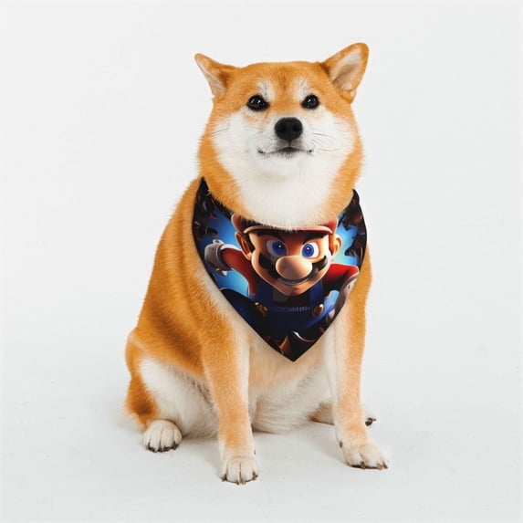 Lsque Mario Pattern Pet Scarf Bandana - Adjustable and Comfortable,Dog Scarf Bib Kerchief Breedfor Dogs and Cats-Large