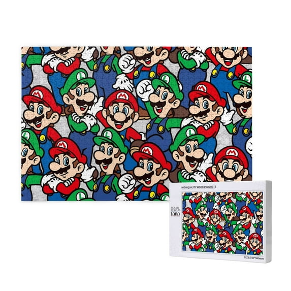 Lsque Mario Pattern Picture Puzzle,Wooden 1000 Piece Puzzle,Personalized Jigsaw Puzzles,Family Fun Puzzle,Gift Puzzle(Horizontal style)