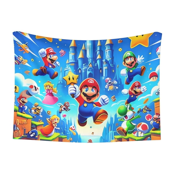 Lsque Mario Pattern Waterproof Throw Blanket Pet Blanket for Dogs & Indoor Cats, Washable - Shaggy Plush Calming Long Faux Fur & Velvet Dog Blanket -