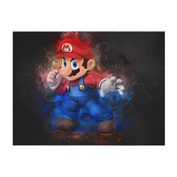 Lsque Mario Print Flannel Throw Blanket, Ultra-soft Blanket for Bed, Couch, Car, Hypoallergenic Anti-pilling blanket-40"x30"