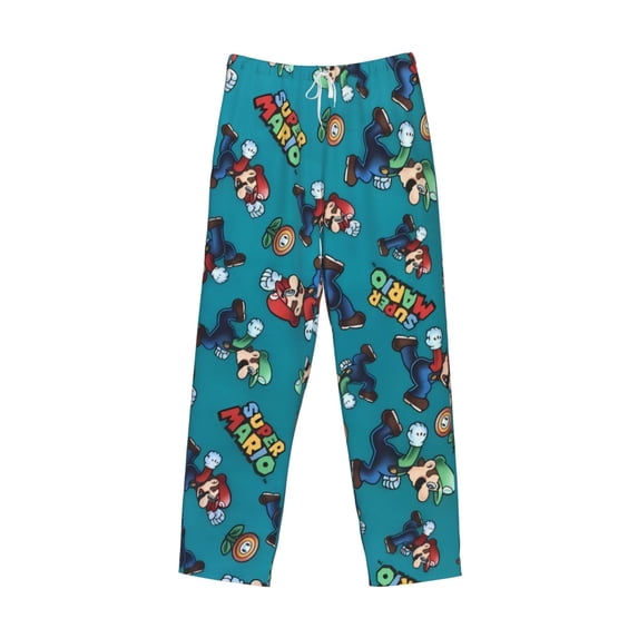 Lsque Mario Print Men's Pajama Pants, Lounge Pant - Comfortable Home Wear,Elastic Waistband, Stylish Design-Medium