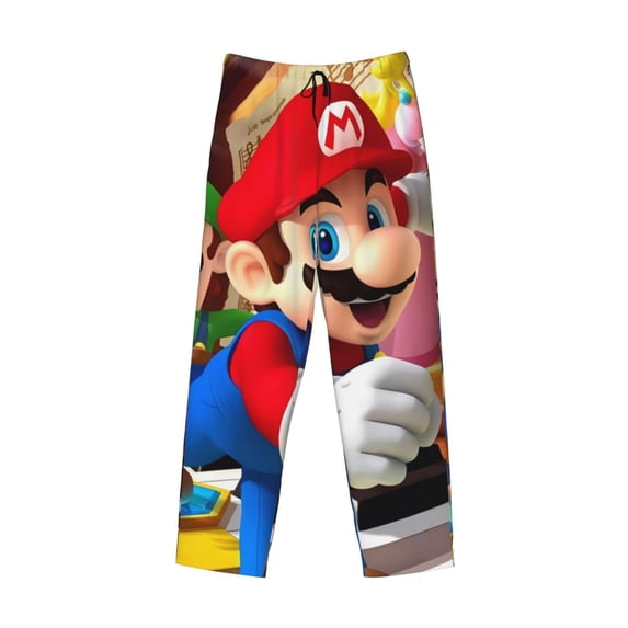 Lsque Mario Print Men's Pajama Pants, Lounge Pant - Comfortable Home Wear,Elastic Waistband, Stylish Design-Medium