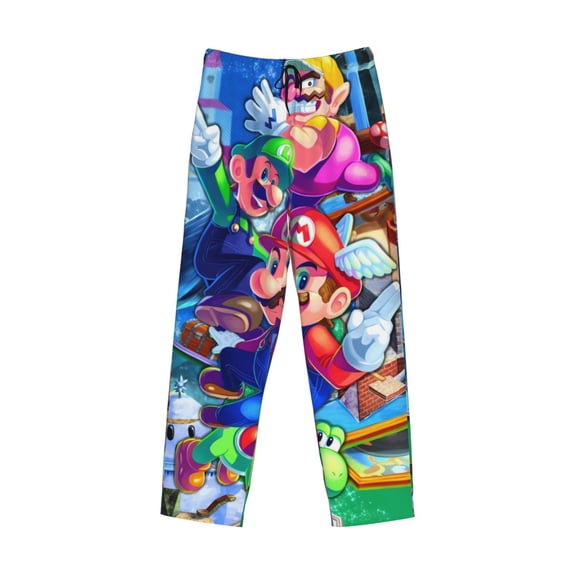Lsque Mario Print Men's Pajama Pants, Lounge Pant - Comfortable Home Wear,Elastic Waistband, Stylish Design-Medium