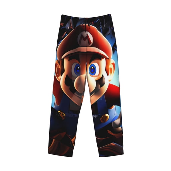 Lsque Mario Print Men's Pajama Pants, Lounge Pant - Comfortable Home Wear,Elastic Waistband, Stylish Design-X-Large