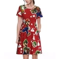 thumbnail image 1 of Lsque Mario Print Women's Casual Dress T-Shirt Summer Short Sleeve Scoop Neck Swing Dresses, 1 of 7
