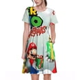 thumbnail image 1 of Lsque Mario Print Women's Casual Dress T-Shirt Summer Short Sleeve Scoop Neck Swing Dresses, 1 of 1