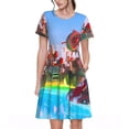 thumbnail image 1 of Lsque Mario Print Women's Casual Dress T-Shirt Summer Short Sleeve Scoop Neck Swing Dresses, 1 of 7