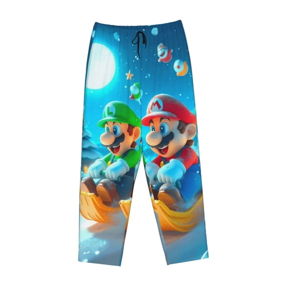 Lsque Mario Print Women's Pajama Pants, Lounge Pant - Comfortable Home Wear,Elastic Waistband, Stylish Design-Medium