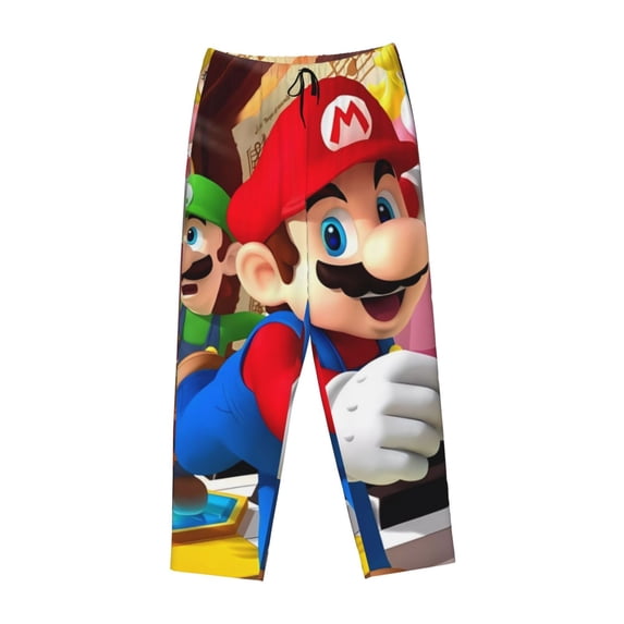 Lsque Mario Print Women's Pajama Pants, Lounge Pant - Comfortable Home Wear,Elastic Waistband, Stylish Design-Small