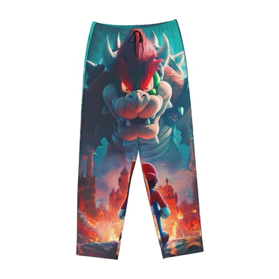 Lsque Mario Print Women's Pajama Pants, Lounge Pant - Comfortable Home Wear,Elastic Waistband, Stylish Design-XX-Large