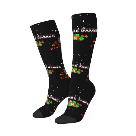 Lsque Mario Printed Crew Socks Men's Women's LightWeight Thin Casual Calf Socks ,Knee High Socks,Cotton Socks