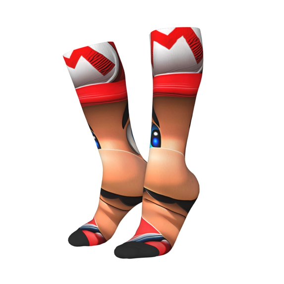 Lsque Mario Printed Crew Socks Men's Women's LightWeight Thin Casual Calf Socks ,Knee High Socks,Cotton Socks