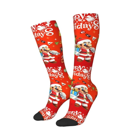 Lsque Mario Printed Crew Socks Men's Women's LightWeight Thin Casual Calf Socks ,Knee High Socks,Cotton Socks