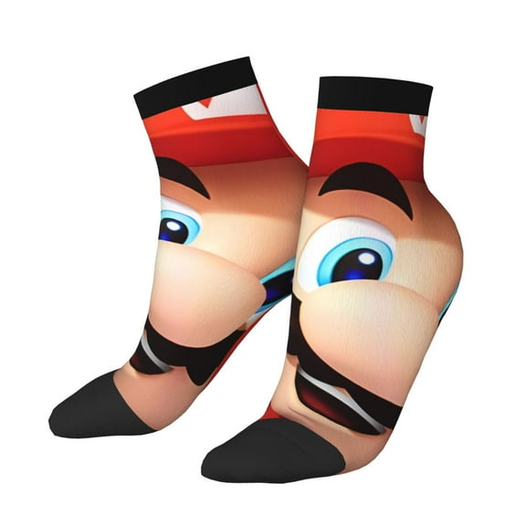 Lsque Mario Printed Crew Socks, Moisture-Wicking Socks, Athletic Socks for Men Breathable Cushion Socks Casual Sport Socks for Running Traveling