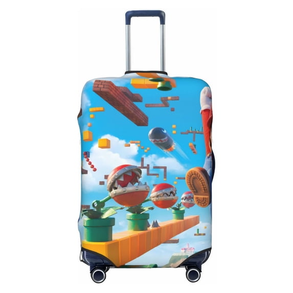 Lsque Mario Printed Luggage Cover, Travel Luggage Protector,Scratch and Dirt Resistant, Fits 18-32 Inch Luggage - Large