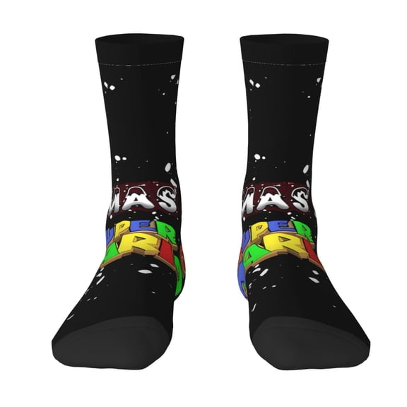 Lsque Mario Printed Men's Crew Socks, Soft Durable Breathable Moisture-Wicking with Odor Control Cotton socks