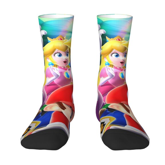 Lsque Mario Printed Men's Crew Socks, Soft Durable Breathable Moisture-Wicking with Odor Control Cotton socks