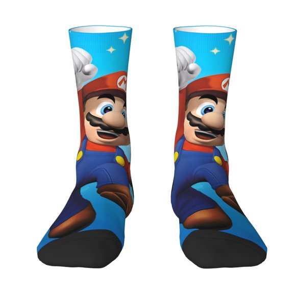 Lsque Mario Printed Men's Crew Socks, Soft Durable Breathable Moisture-Wicking with Odor Control Cotton socks