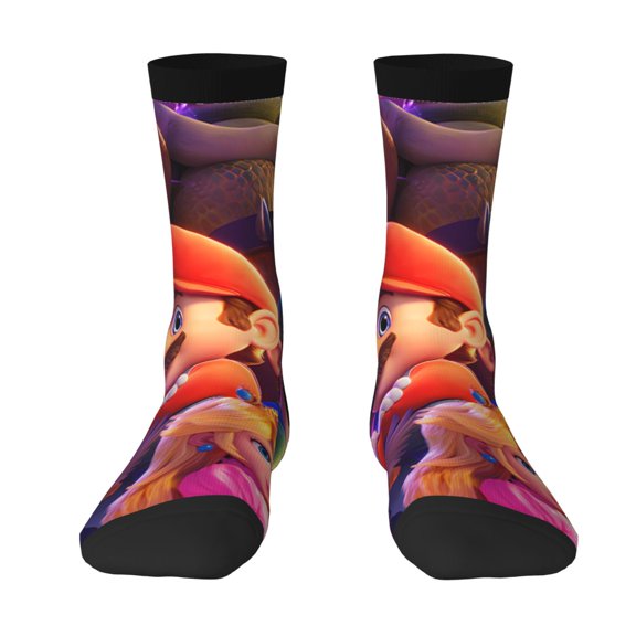 Lsque Mario Printed Men's Crew Socks, Soft Durable Breathable Moisture-Wicking with Odor Control Cotton socks