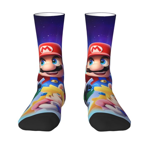 Lsque Mario Printed Men's Crew Socks, Soft Durable Breathable Moisture-Wicking with Odor Control Cotton socks