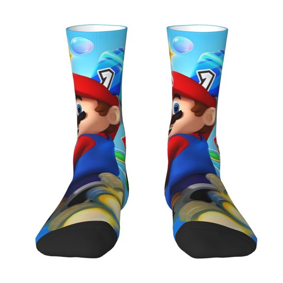 Lsque Mario Printed Men's Crew Socks, Soft Durable Breathable Moisture-Wicking with Odor Control Cotton socks