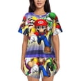 thumbnail image 1 of Lsque Mario Women's Short-Sleeved Pajama Set - 2 Piece Soft and Lightweight Sleepwear Set-Large, 1 of 9