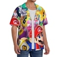thumbnail image 1 of Lsque Mario print Men's Cuban Collar Short Sleeve Shirt Summer Beachwear Casual Button Down Fashionable Vacation Leisure Shirt-Large, 1 of 7