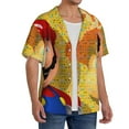 thumbnail image 1 of Lsque Mario print Men's Cuban Collar Short Sleeve Shirt Summer Beachwear Casual Button Down Fashionable Vacation Leisure Shirt-Medium, 1 of 7