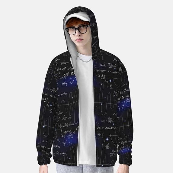 Lsque Mathematica Science UPF 50+ Lightweight Sun Protection Men's Women's Long Sleeve Shirt, Hoodie Performance -XX-Large