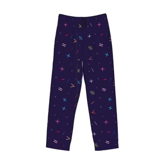 Lsque Mathematical Symbols Print Men's Pajama Pants, Lounge Pant - Comfortable Home Wear,Elastic Waistband, Stylish Design-Medium