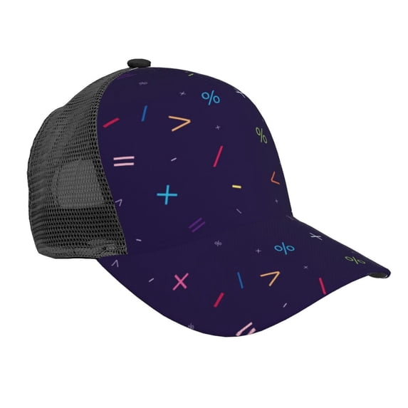 Lsque Mathematical Symbols Printed Trucker Hat - Baseball Cap for Men Women - Breathable Mesh Side, Adjustable Fit - for Casual Wear