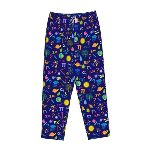 Lsque Mathematics And Chemistry Print Women's Pajama Pants, Lounge Pant - Comfortable Home Wear,Elastic Waistband, Stylish Design-Large