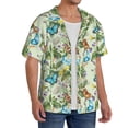 thumbnail image 1 of Lsque Meadow Plants And Butterflies print Men's Cuban Collar Short Sleeve Shirt Summer Beachwear Casual Button Down Fashionable Vacation Leisure Shirt-4X-Large, 1 of 7