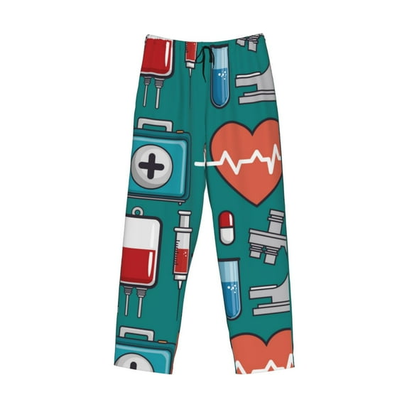 Lsque Medical Elements Print Men's Pajama Pants, Lounge Pant - Comfortable Home Wear,Elastic Waistband, Stylish Design-X-Large