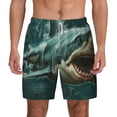 thumbnail image 1 of Lsque Mens Swim Trunks Abstract Geometric Shark Pattern - Bathing Suit Compression Liner - Beach Swim Shorts Swimwear - (S-3XL) - Stretch Quick Dry -X-Large, 1 of 9