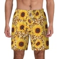 thumbnail image 1 of Lsque Mens Swim Trunks Abstract Leopard Print Sunflower Pattern - Bathing Suit Compression Liner - Beach Swim Shorts Swimwear - (S-3XL) - Stretch Quick Dry -Medium, 1 of 9