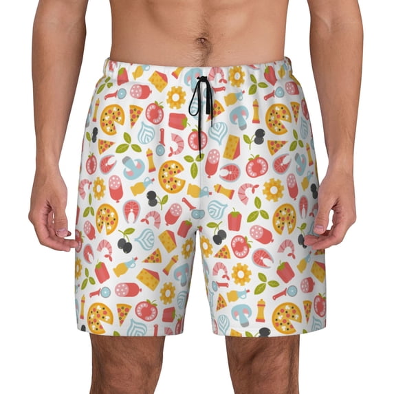 Lsque Mens Swim Trunks Afternoon Tea Pattern - Bathing Suit Compression Liner - Beach Swim Shorts Swimwear - (S-3XL) - Stretch Quick Dry -3X-Large