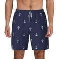 thumbnail image 1 of Lsque Mens Swim Trunks Anchor Heart Blue Pattern - Bathing Suit Compression Liner - Beach Swim Shorts Swimwear - (S-3XL) - Stretch Quick Dry -Medium, 1 of 9
