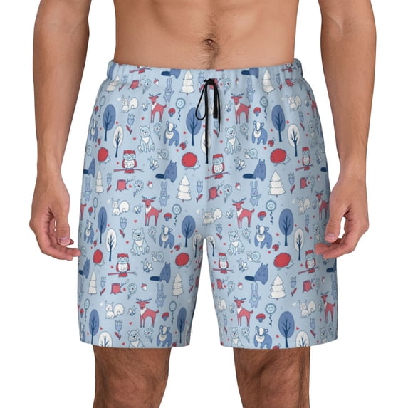 Lsque Mens Swim Trunks Animal Pattern - Bathing Suit Compression Liner - Beach Swim Shorts Swimwear - (S-3XL) - Stretch Quick Dry -X-Large