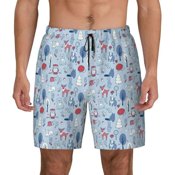 Lsque Mens Swim Trunks Animal Pattern - Bathing Suit Compression Liner - Beach Swim Shorts Swimwear - (S-3XL) - Stretch Quick Dry -XX-Large